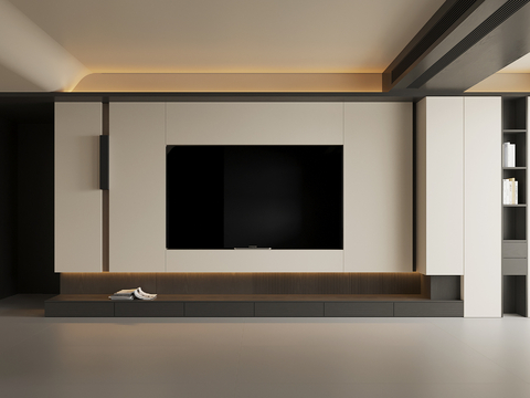  现代电视背景墙3d模型 