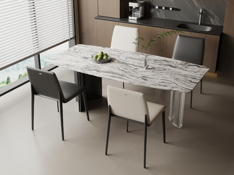  现代意式餐桌椅3d模型 