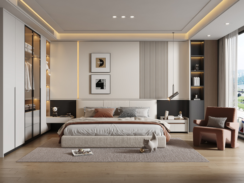 现代轻奢卧室 主卧3d模型 