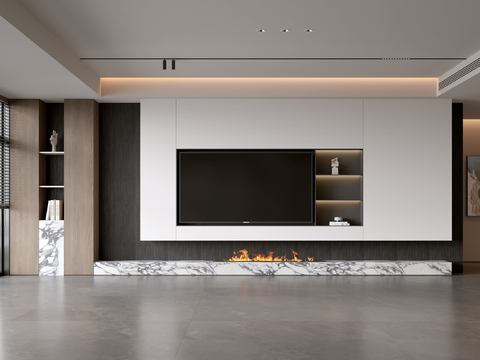  意式客厅 现代客厅 电视背景墙 电视柜 客厅背景3d模型 