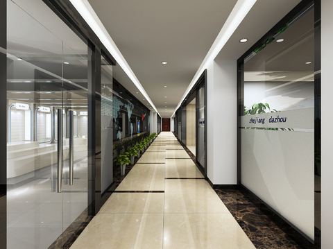  现代公司过道3d模型 