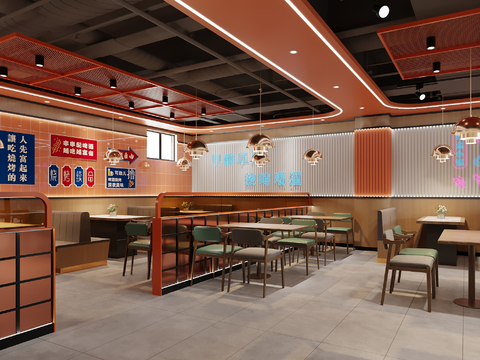  现代烧烤 烤肉店3d模型 