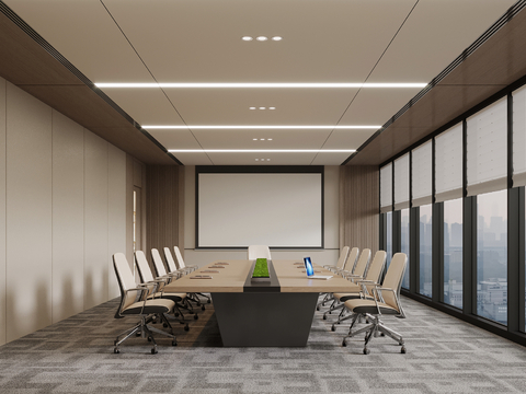  现代会议室 会议桌3d模型 