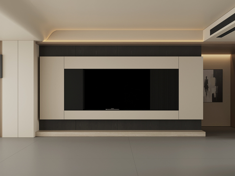 现代电视背景墙3d模型 
