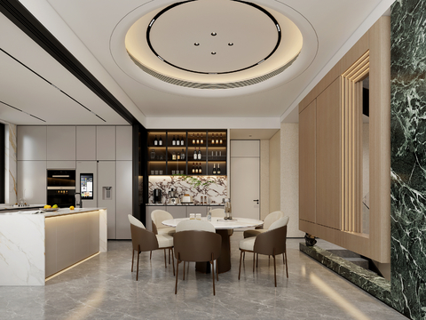  现代 轻奢 意式餐厅3d模型 