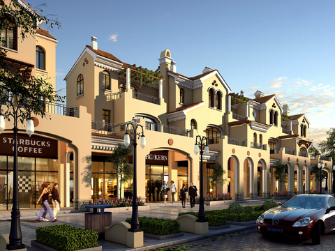  简欧欧式商业街区3d模型 