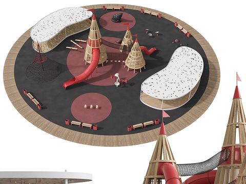  现代户外儿童游乐设施3d模型 