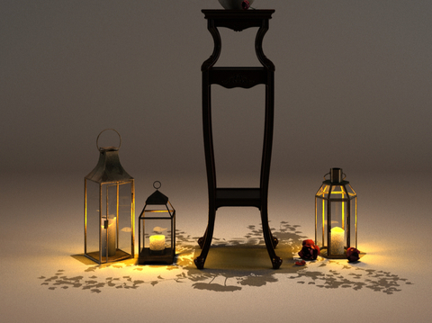  新古典花架 花瓶 花艺 蜡烛 烛台3d模型 