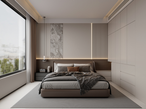  现代卧室3d模型 