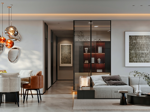  现代客餐厅3d模型 