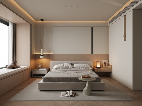  现代家居卧室3d模型 