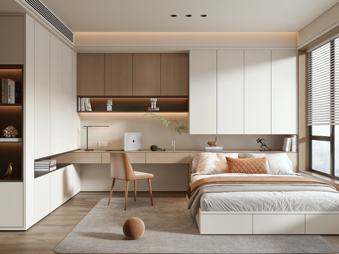  现代榻榻米卧室3d模型 