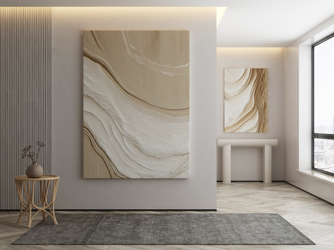  现代侘寂挂画 油画3d模型 