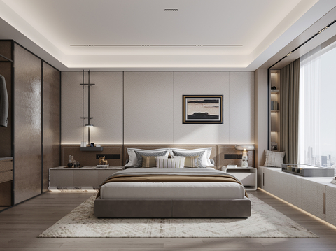  现代主卧室3d模型 