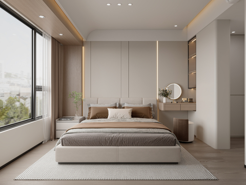  现代意式主卧室3d模型 