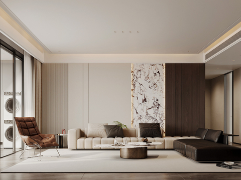  现代客厅 意式客厅 沙发组合 沙发背景3d模型 