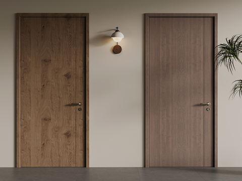  中古风单开门 实木室内门3d模型 