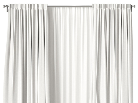 现代罗马杆布艺窗帘3d模型