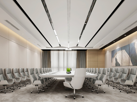  现代会议室3d模型 