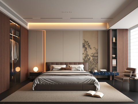  新中式宋氏风格卧室3d模型 