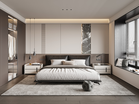  现代卧室3d模型 