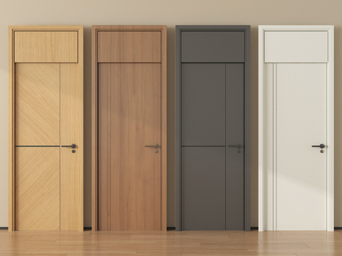 现代单开门 卧室门 平开门 木门 通顶门3d模型