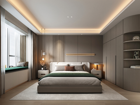  轻奢主卧3d模型 