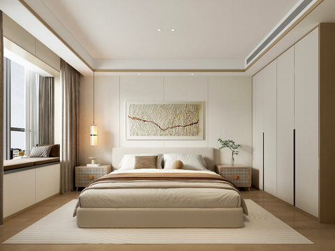  新中式卧室 主卧3d模型 