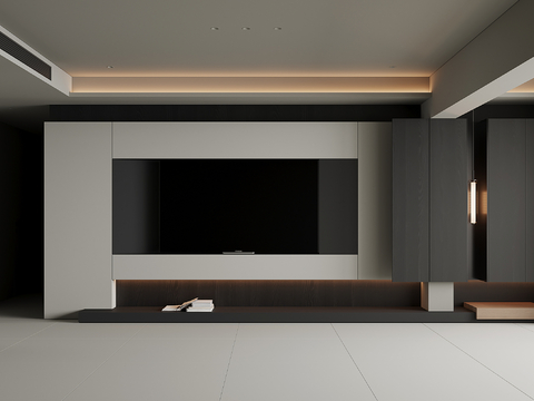 现代电视背景墙3d模型