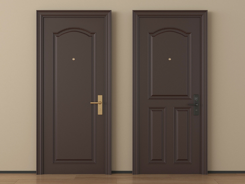 新中式单开门 卧室单开门 实木单开门 平开门3d模型 