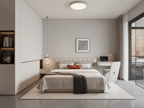  现代简约卧室3d模型 
