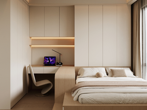  现代榻榻米卧室3d模型 