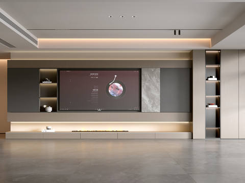  现代客厅 意式客厅 电视背景墙 电视柜 客厅背景3d模型 