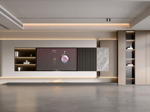  现代客厅 意式客厅 电视背景墙 电视柜 客厅背景3d模型 