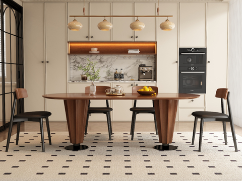  现代餐桌椅 长餐桌椅3d模型 