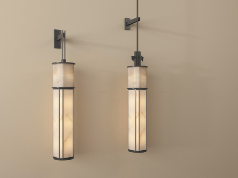  新中式壁灯 宋氏美学壁灯 床头壁灯 金属壁灯3d模型 