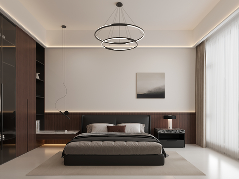  意式轻奢卧室3d模型 