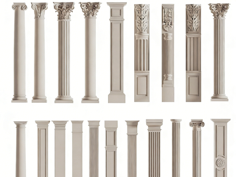  现代柱子 罗马柱 圆柱 石膏柱 简欧柱子3d模型 