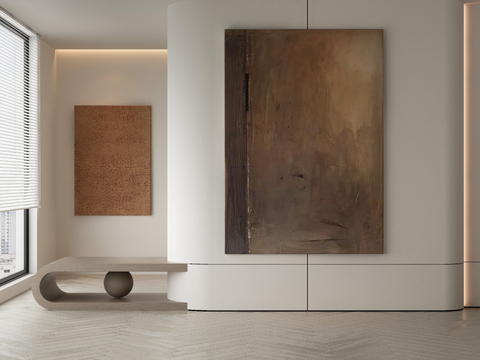  侘寂挂画 油画3d模型 