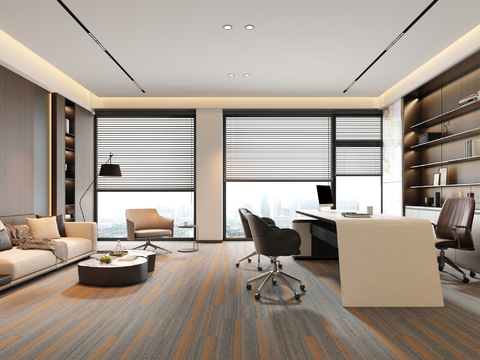  现代简约经理室 意式经理办公室3d模型 