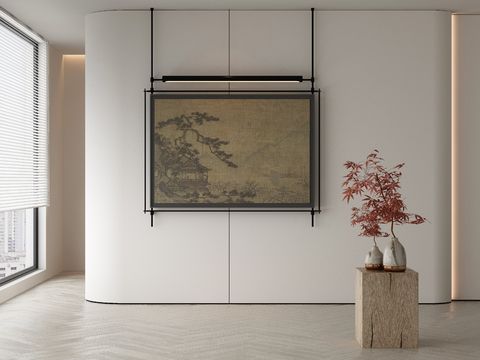  新中式侘寂挂画 油画3d模型 