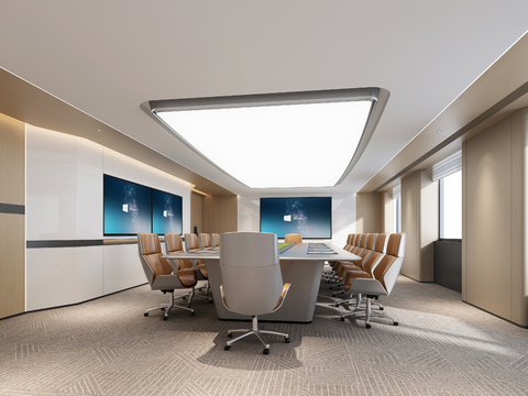  现代会议室3d模型 