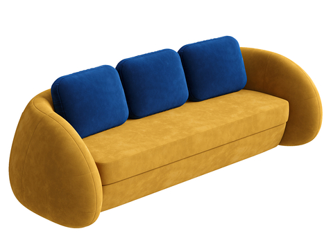  现代简约双人沙发 双人沙发 简约沙发 客厅沙发 抱枕3d模型 