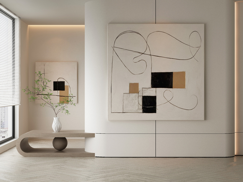  侘寂挂画 油画3d模型 