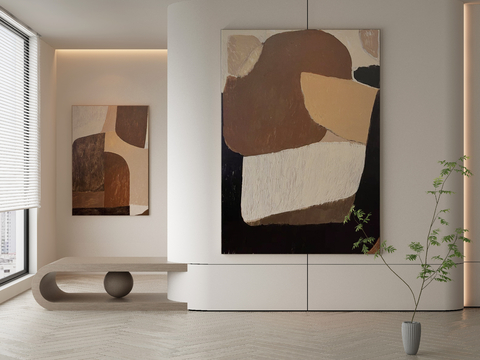  侘寂挂画 油画3d模型 