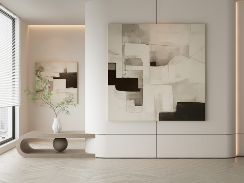  现代侘寂挂画 油画3d模型 