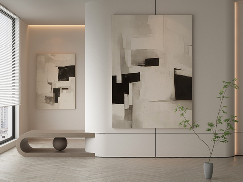  现代侘寂挂画 油画3d模型 