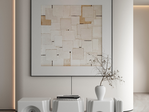  侘寂挂画 油画3d模型 