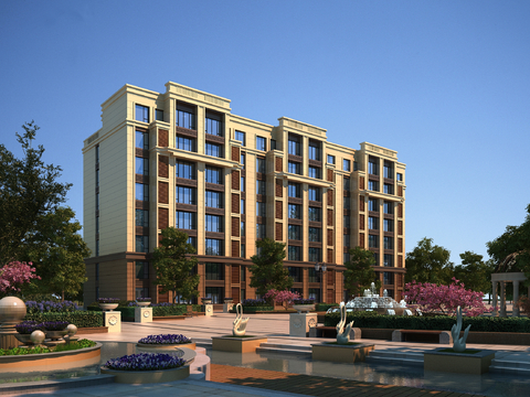  欧式简约多层全模场景3d模型 