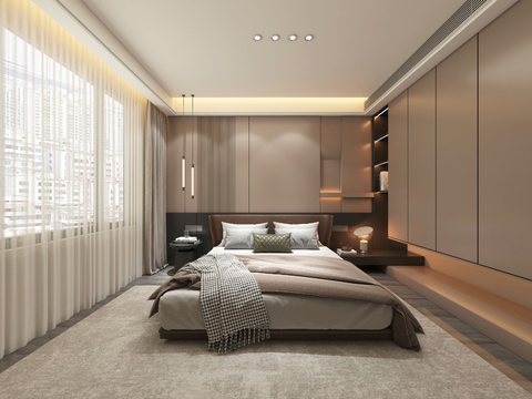  现代轻奢卧室3d模型 